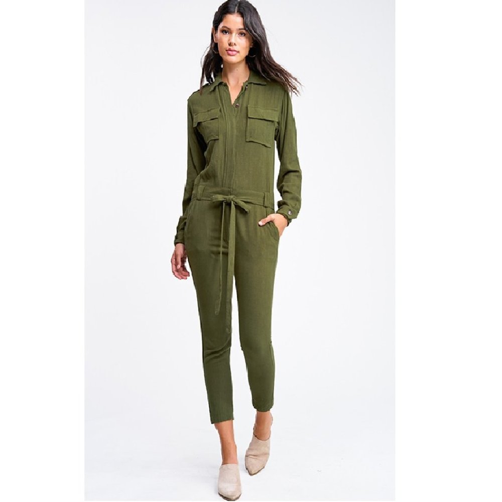 NWT Tapered Leg Coverall Cargo Utility Jumpsuit - Picture 1 of 5